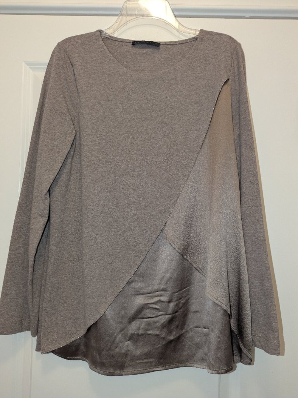 Fabiana Filippi Silk Panel Top Taupe Long Sleeve Italy L 46